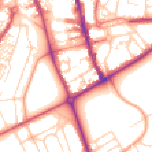 Daytime road noise heatmap for HG1 1HE