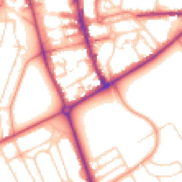Daytime road noise heatmap for HG1 1HL