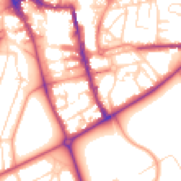 Daytime road noise heatmap for HG1 1HQ