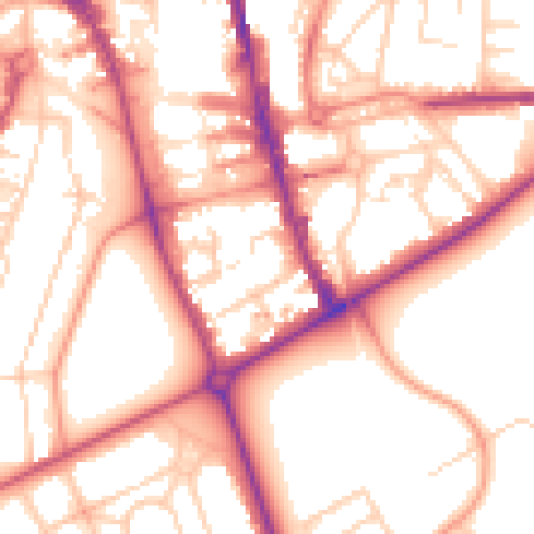 Daytime road noise heatmap for HG1 1HR