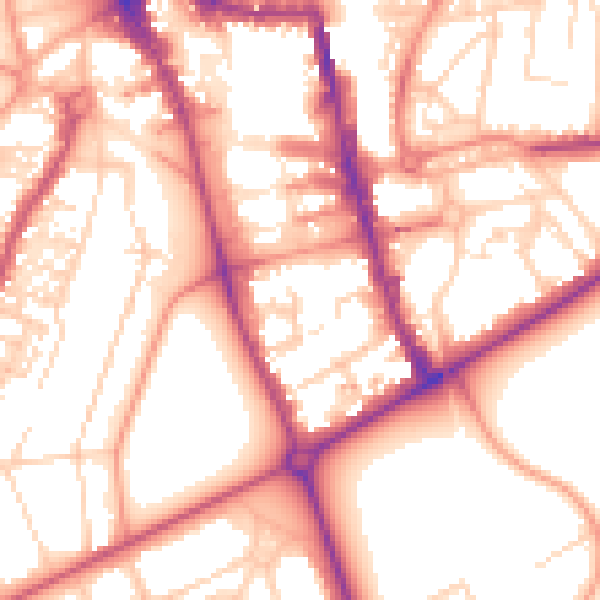Daytime road noise heatmap for HG1 1HT