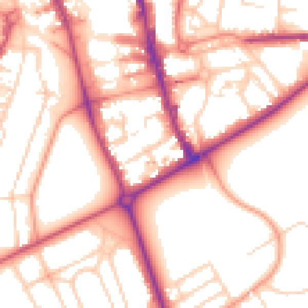 Daytime road noise heatmap for HG1 1HW