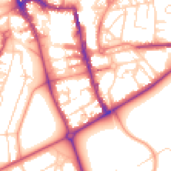 Daytime road noise heatmap for HG1 1HZ