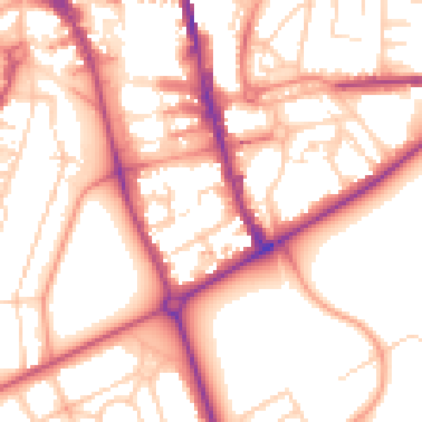 Daytime road noise heatmap for HG1 1JE