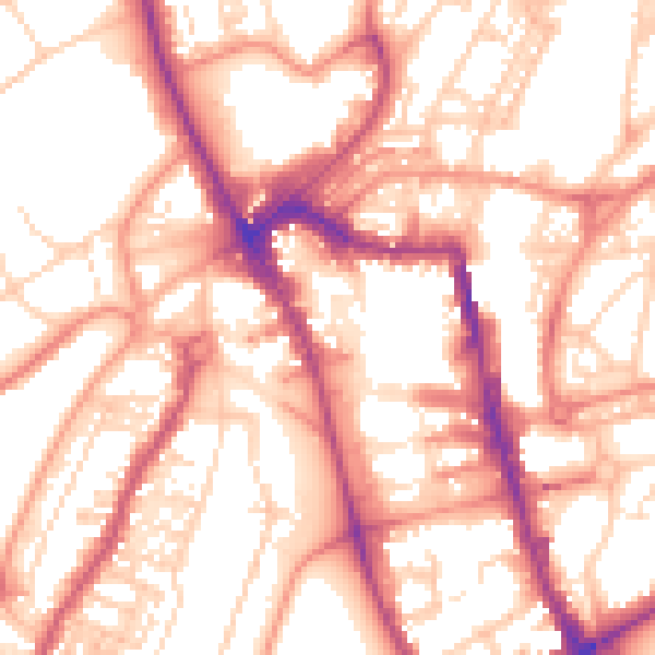 Daytime road noise heatmap for HG1 1PN