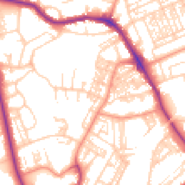 Daytime road noise heatmap for HG1 2AS