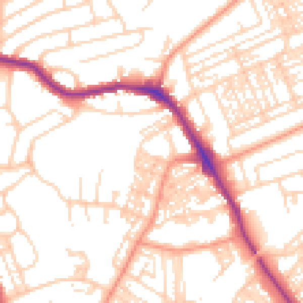 Daytime road noise heatmap for HG1 2AW