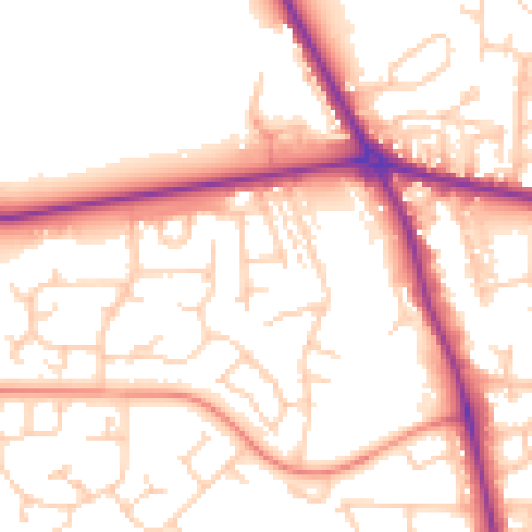 Daytime road noise heatmap for HG1 2BE