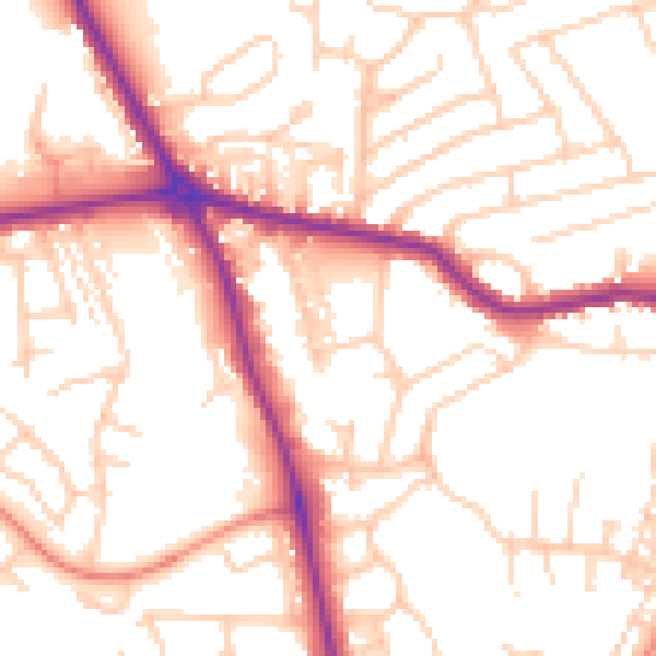 Daytime road noise heatmap for HG1 2DF