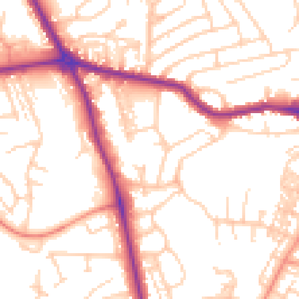 Daytime road noise heatmap for HG1 2DH