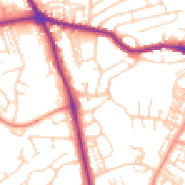 Daytime road noise heatmap for HG1 2DL