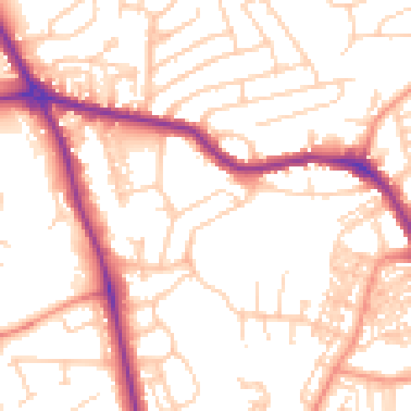 Daytime road noise heatmap for HG1 2DP