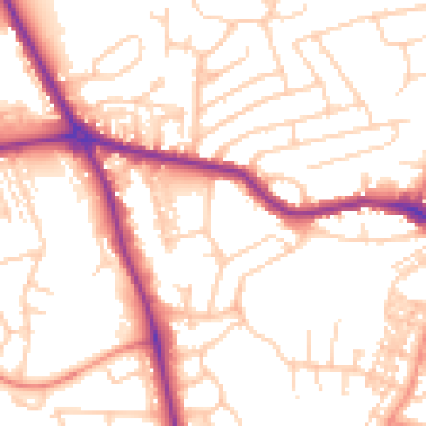 Daytime road noise heatmap for HG1 2DQ