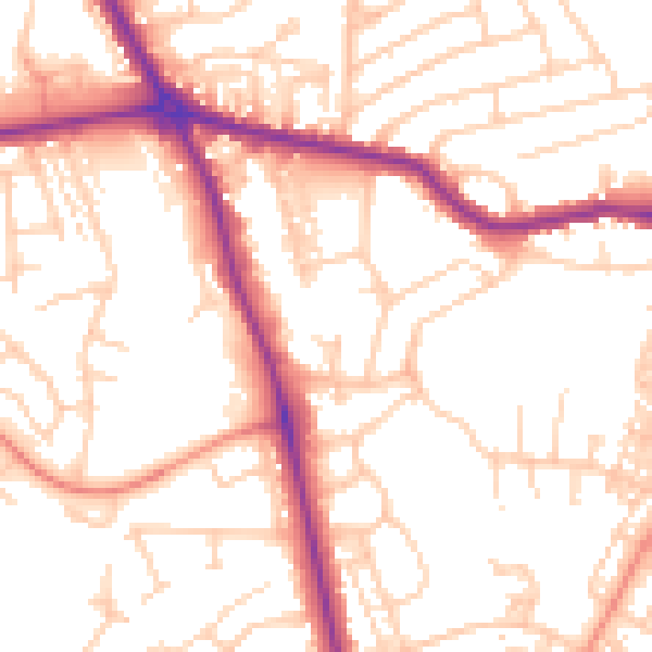 Daytime road noise heatmap for HG1 2DW