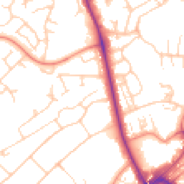 Daytime road noise heatmap for HG1 2EQ