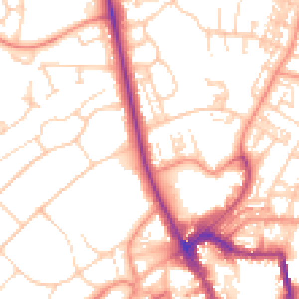 Daytime road noise heatmap for HG1 2JB