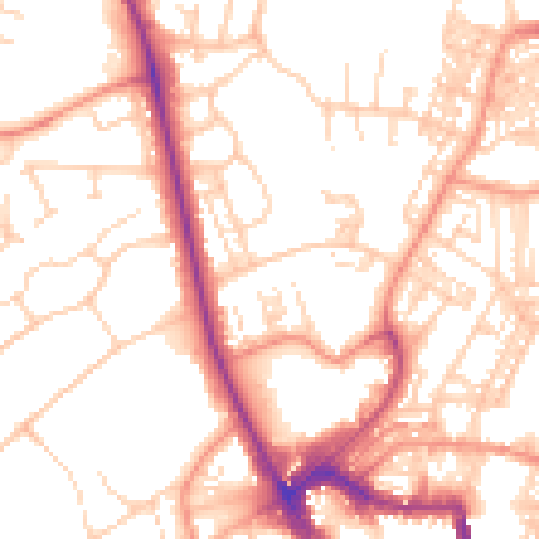 Daytime road noise heatmap for HG1 2JE