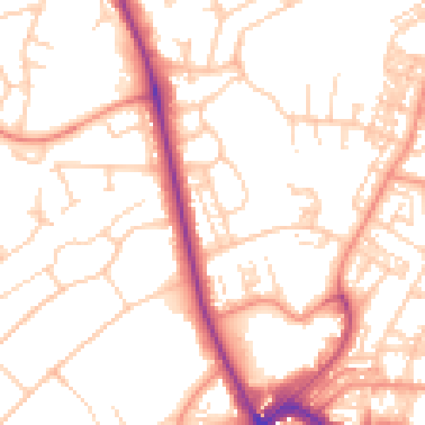 Daytime road noise heatmap for HG1 2JF