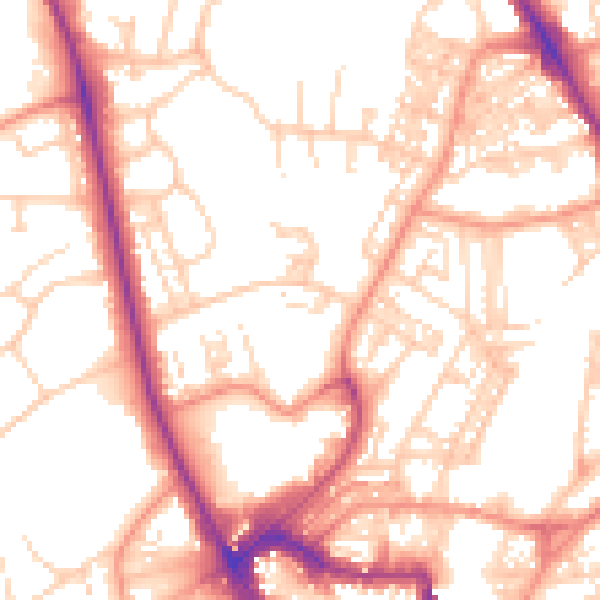 Daytime road noise heatmap for HG1 2LB