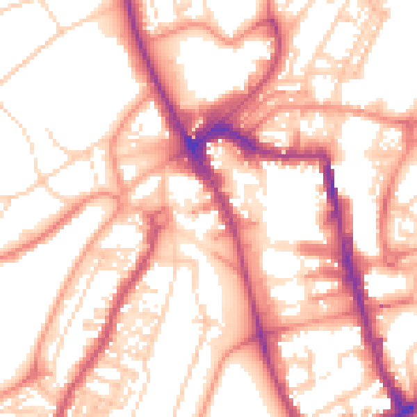 Daytime road noise heatmap for HG1 2QY