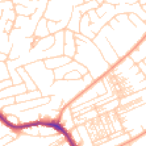 Daytime road noise heatmap for HG1 3BU