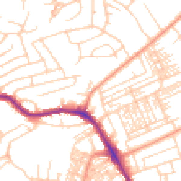 Daytime road noise heatmap for HG1 3DP