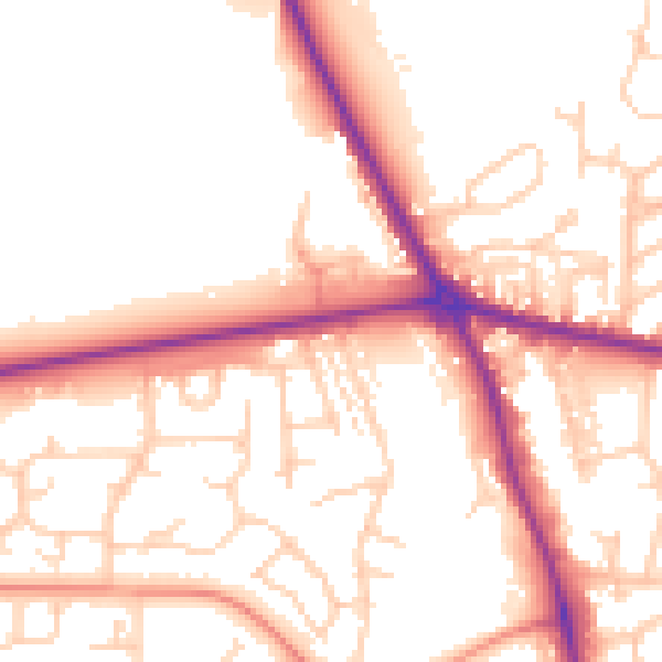 Daytime road noise heatmap for HG1 3HG