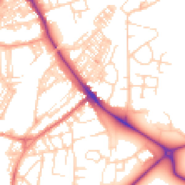 Daytime road noise heatmap for HG1 4AA