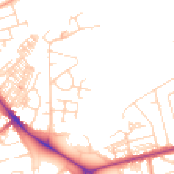 Daytime road noise heatmap for HG1 4AN