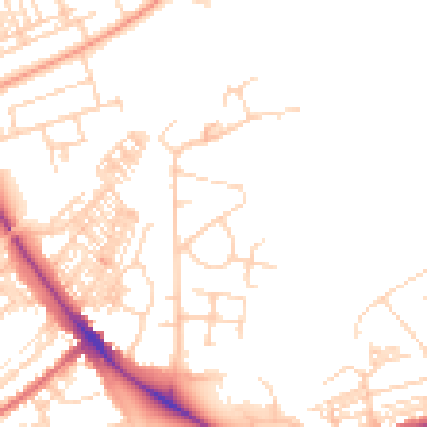 Daytime road noise heatmap for HG1 4AW