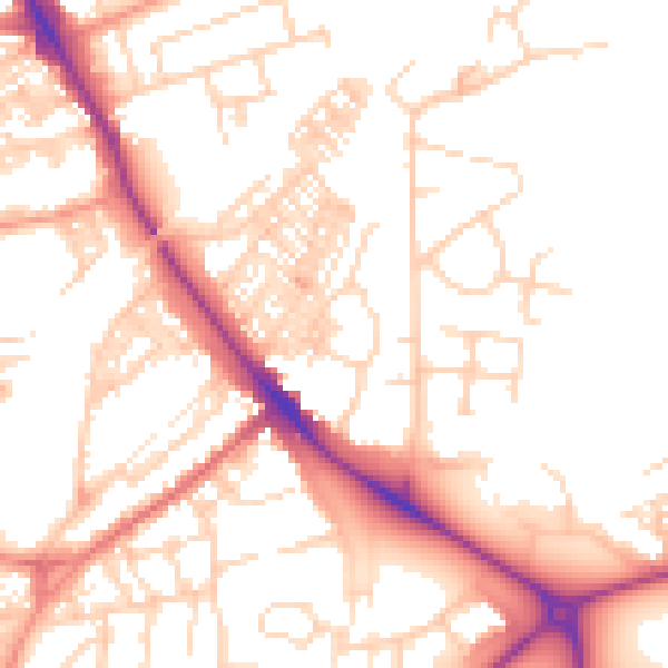 Daytime road noise heatmap for HG1 4BQ