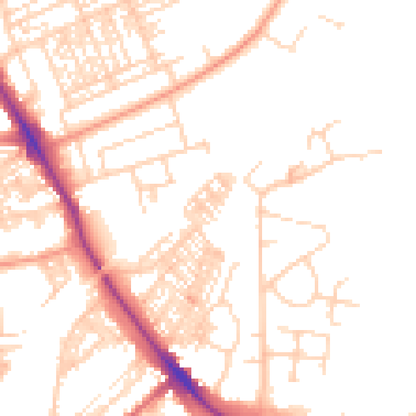Daytime road noise heatmap for HG1 4BX