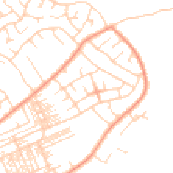 Daytime road noise heatmap for HG1 4EZ
