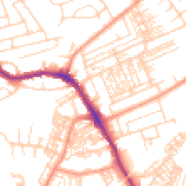 Daytime road noise heatmap for HG1 4HE
