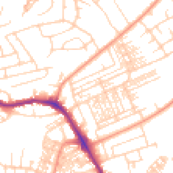 Daytime road noise heatmap for HG1 4HX