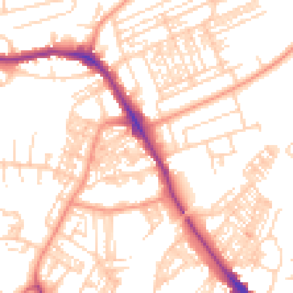 Daytime road noise heatmap for HG1 4LF