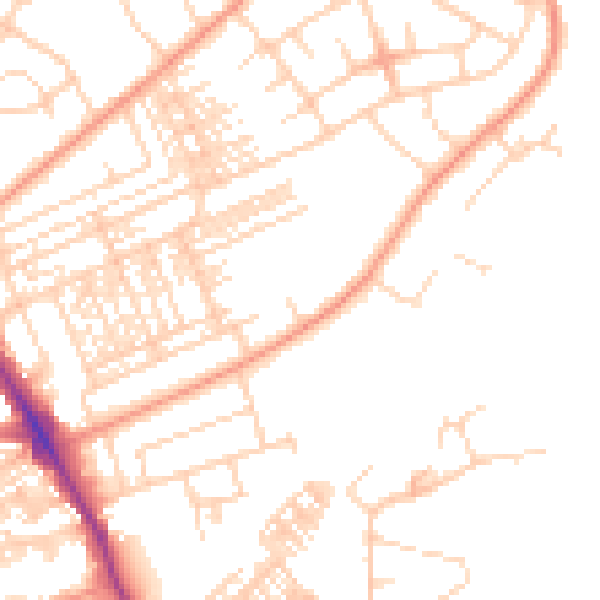 Daytime road noise heatmap for HG1 4NE