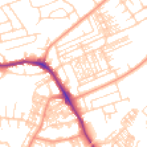 Daytime road noise heatmap for HG1 4NP
