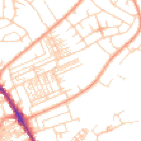 Daytime road noise heatmap for HG1 4PE