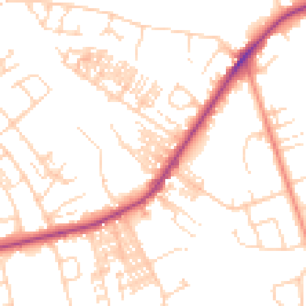 Daytime road noise heatmap for HG1 4PZ