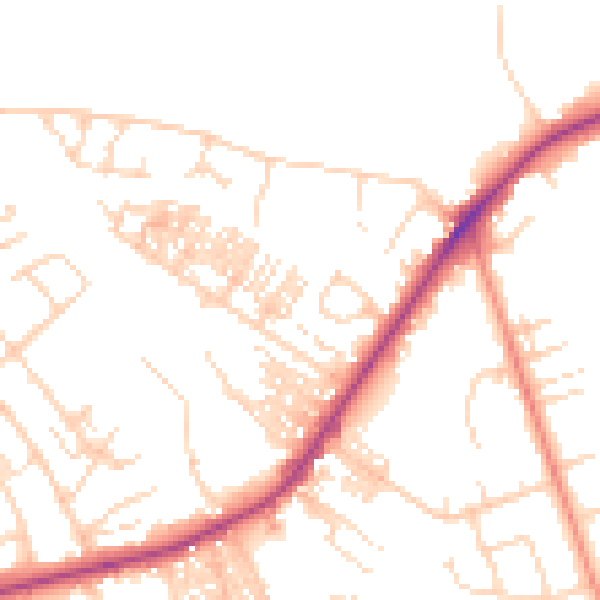Daytime road noise heatmap for HG1 4QR