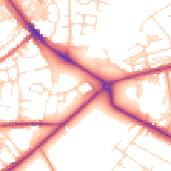 Daytime road noise heatmap for HG1 4SP