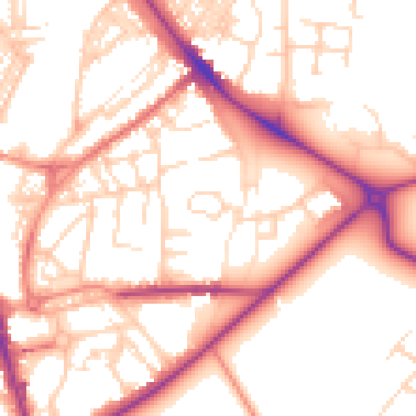 Daytime road noise heatmap for HG1 5AJ