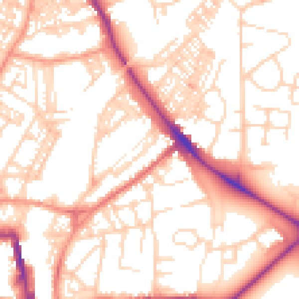 Daytime road noise heatmap for HG1 5BF