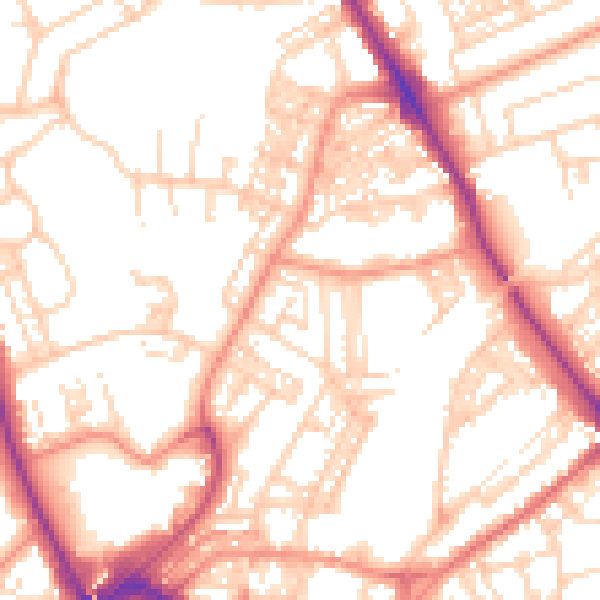 Daytime road noise heatmap for HG1 5EL