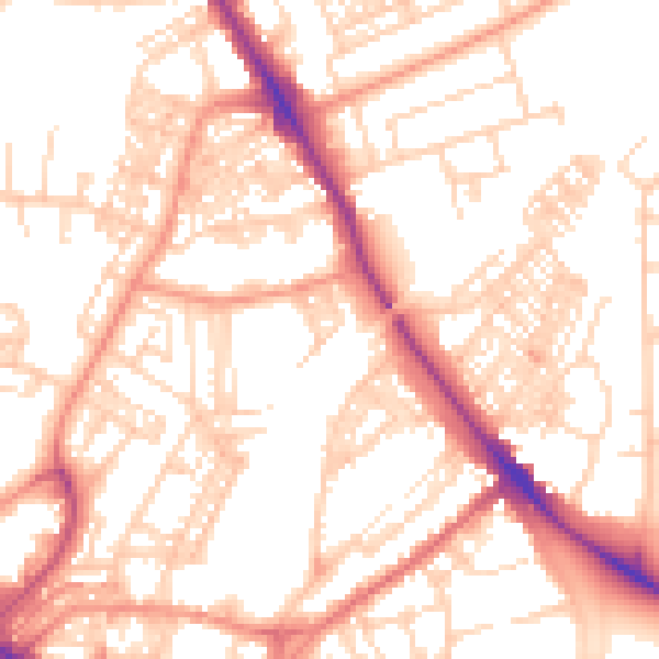 Daytime road noise heatmap for HG1 5ES