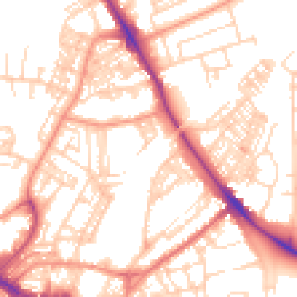 Daytime road noise heatmap for HG1 5ET