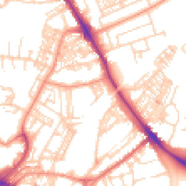 Daytime road noise heatmap for HG1 5EU
