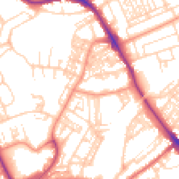 Daytime road noise heatmap for HG1 5EW