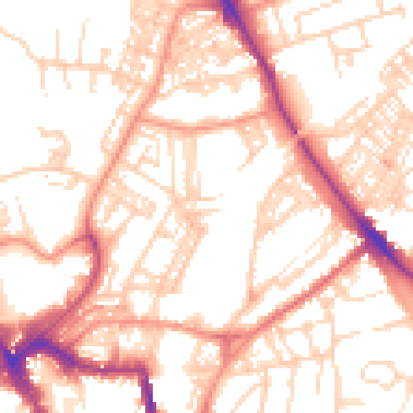 Daytime road noise heatmap for HG1 5EZ